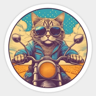 Cool cat riding a bike Sticker